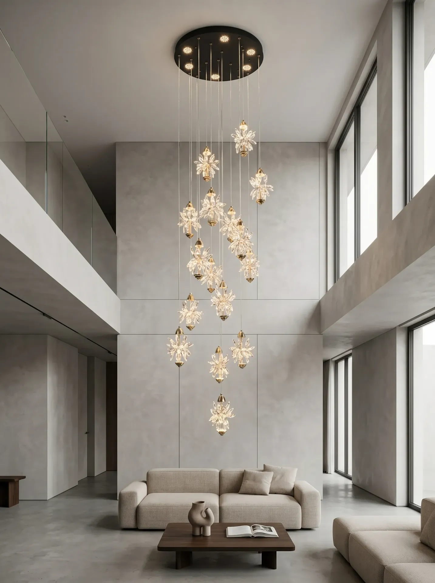 Crystal Tree Double Height Chandelier