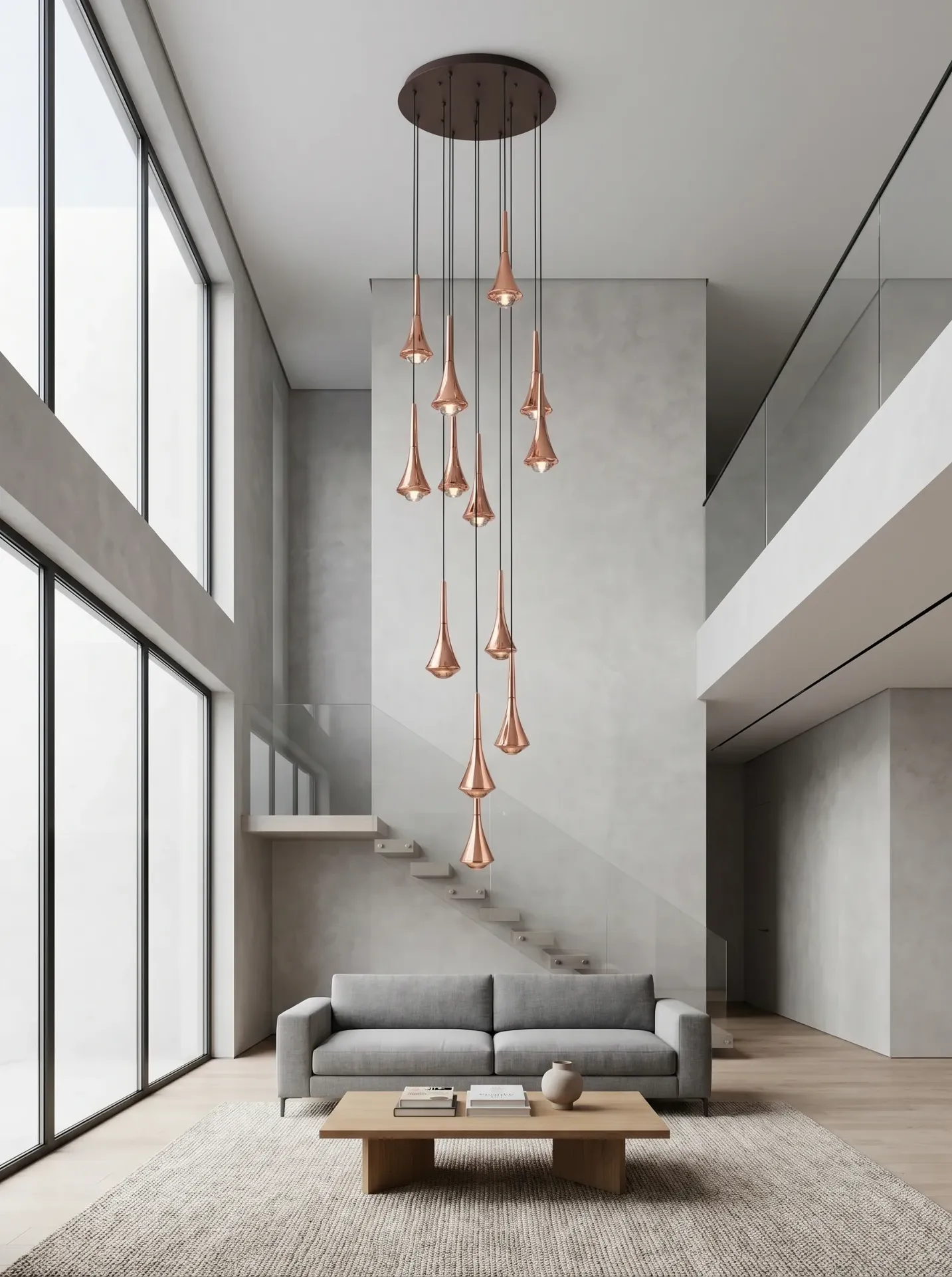 Rain Suspension Double Height Chandelier