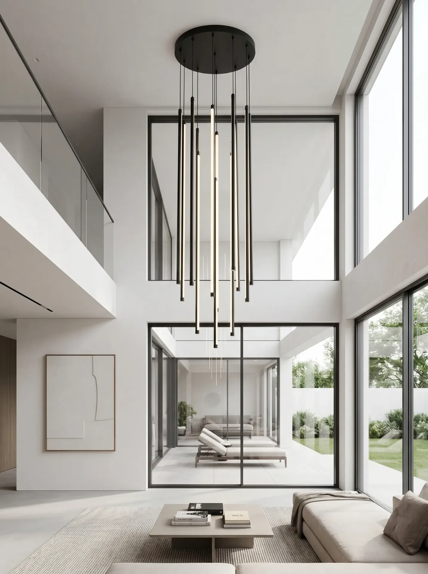 Linear Led Double Height Chandelier
