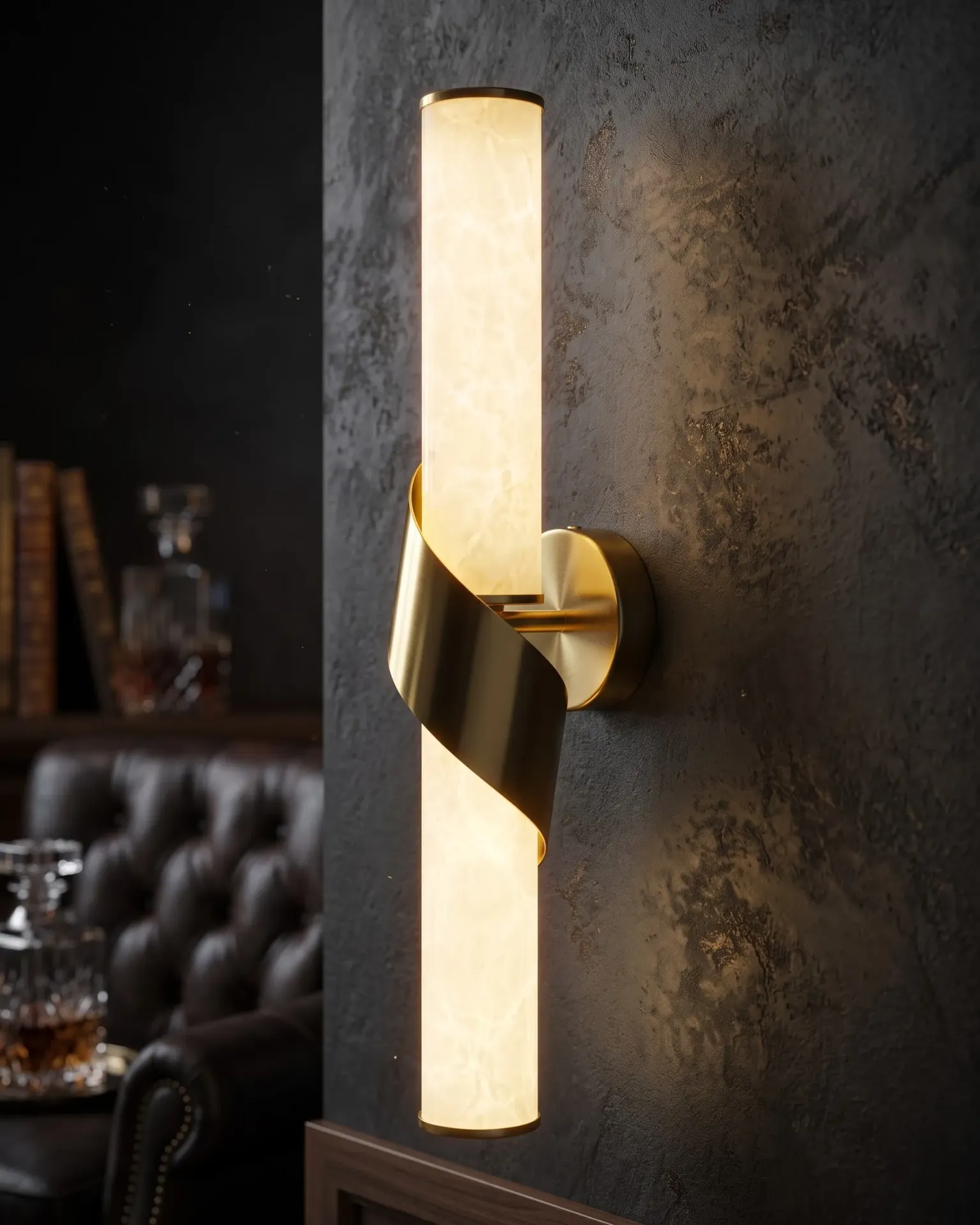 Deco Swirl Marble Finish Wall Sconce